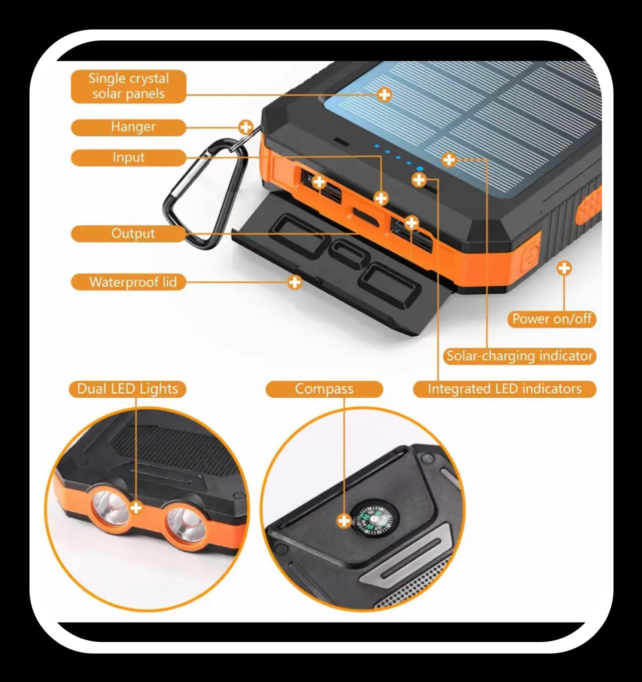 Batería solar portátil de 10000mAh,